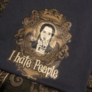 NWOT WEDNESDAY ADDAMS Charcoal Grey Stretch Graphic Tee Unisex Sz XXL 2X